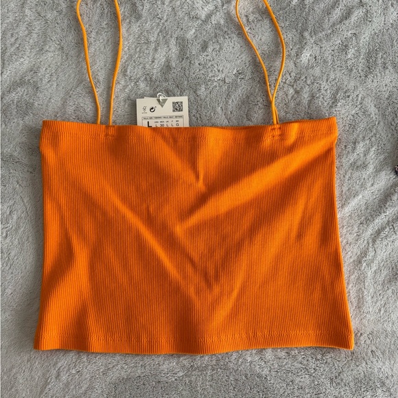 Zara Tops - Zara Bright Orange Camisole Crop Top